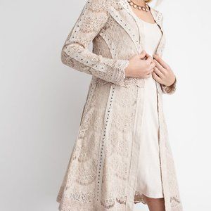 NWT VOCAL STUDDED LACE SUEDE CARDIGAN natural SM-3X bohemian western Magnolia